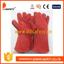 Gants de soudeur fendu de vache rouge. Taille: 14 &quot;(DLW615)